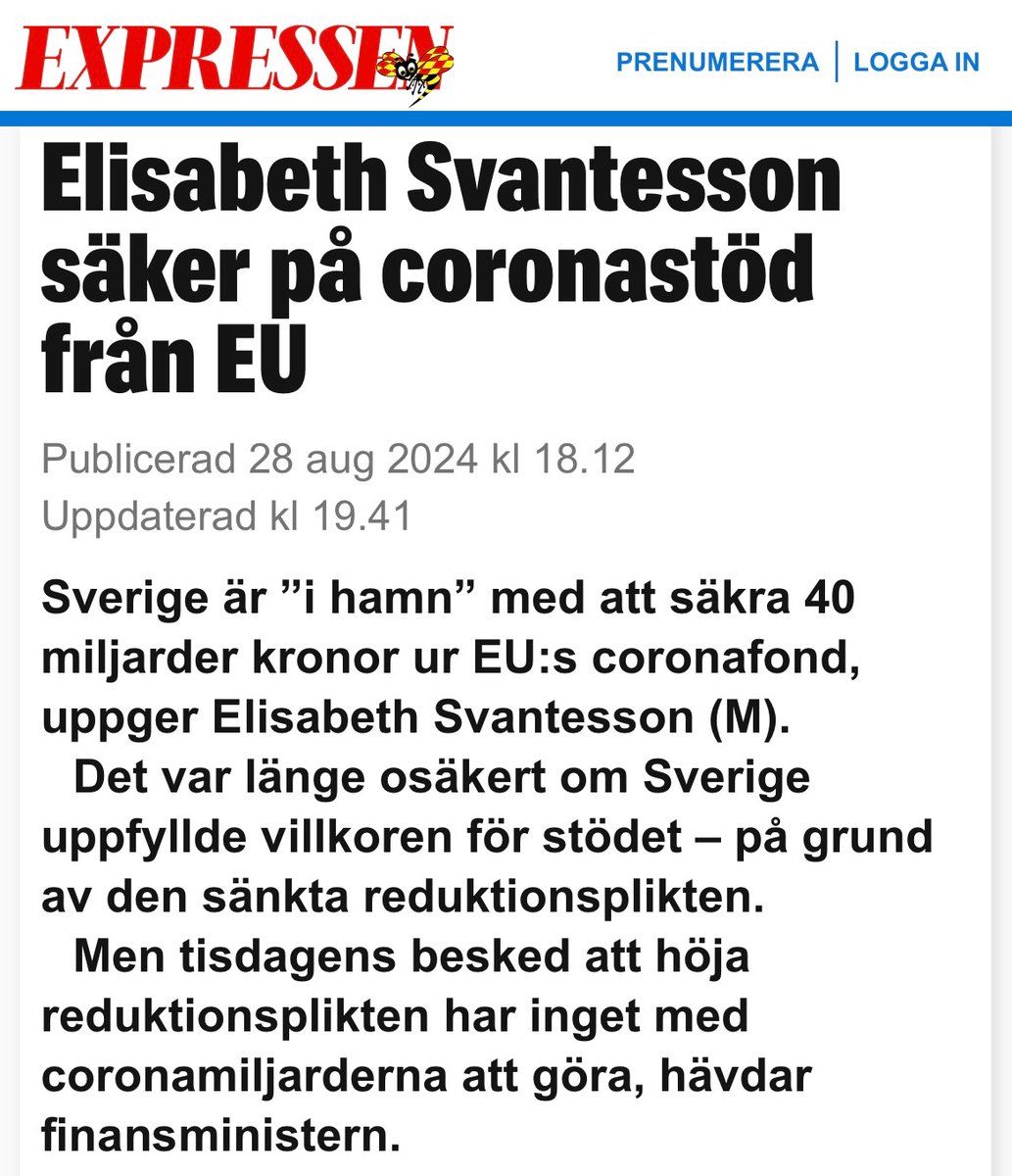 johanwg's tweet image. De lovade reduktionsplikt på EU:s miniminivå. Den hamnade lite under. Nu får regeringen justera, men kompenserar med sänkt skatt.
Är inte det vad som hänt trots allt man läser i tidningen?