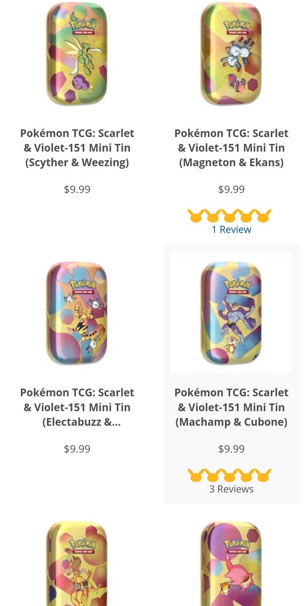 dcchivas's tweet image. 151 mini tins back up in the Pokemon Center