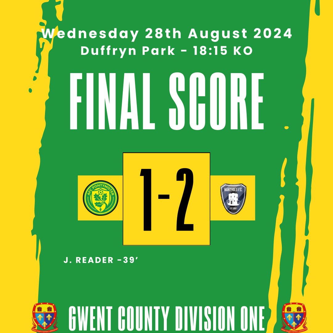 🟡🟢 Match Result 🟡🟢

First go down 2-1 away to Nantyglo. 

End to end game with the host just edging it this evening. 

Onto Saturday now as we travel to take on Marshfield.

💛💚⚽️