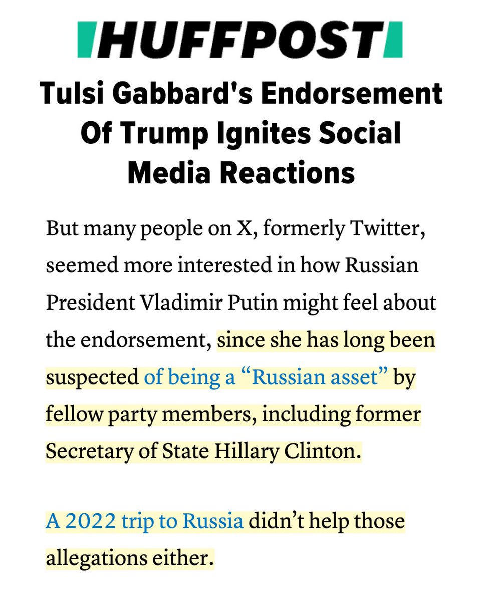The Huffington Post is dutifully lying as a member of the propaganda media, claiming that I went to Russia in 2022 in their attempt to lend credibility to Hillary Clinton’s lie that I am a “Russian asset”. If it had ever been in the interests of our country for me to visit