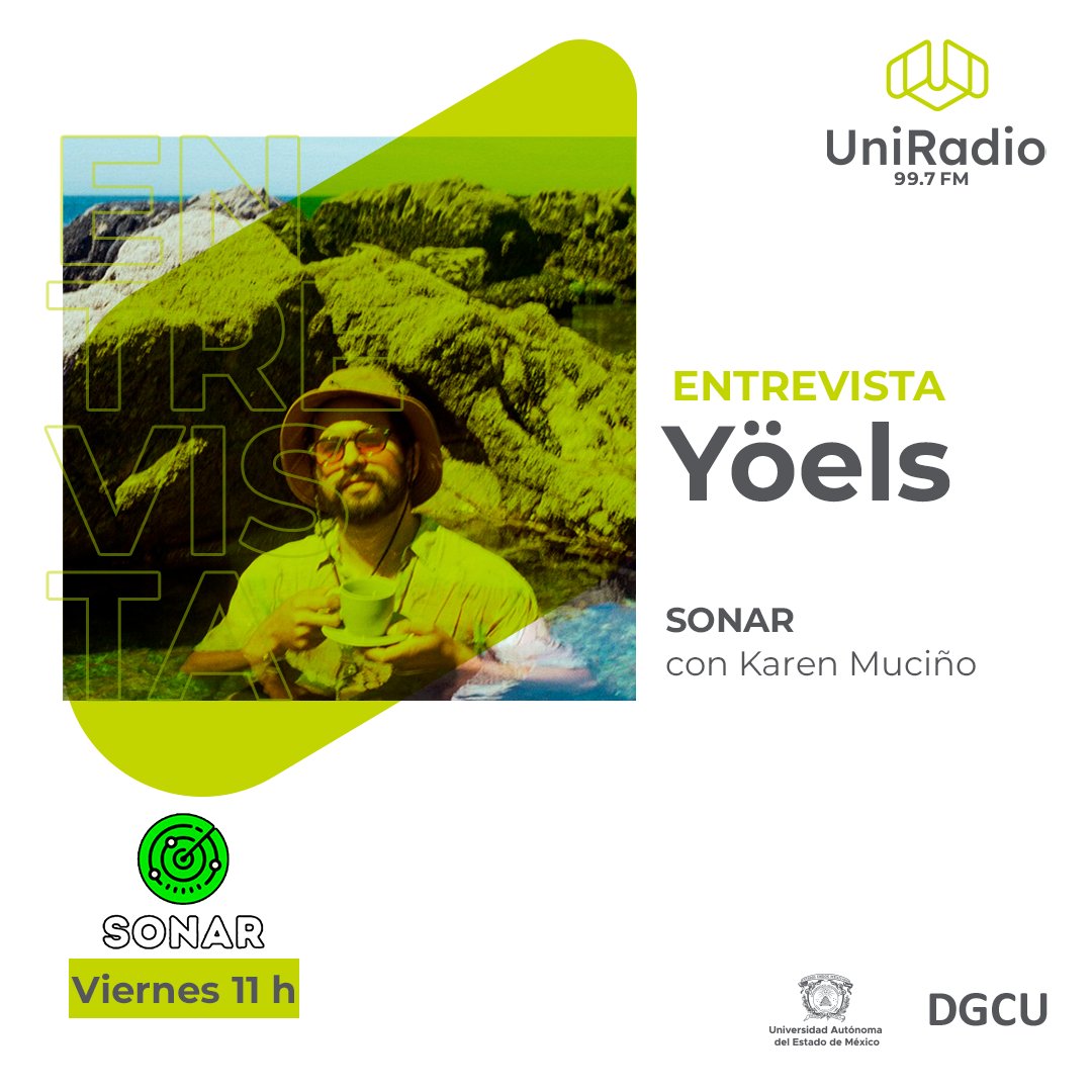 📻Entrevista en #sonar
Escucha la plática que tendrá <a href="/karenzlw/">Karen Muciño</a> con Yöels, conoce su música y su inspiración en la emisión del viernes 30 de agosto.

¡Sintonízanos!
🕘 11:00 H
UniRadio 99.7 FM
uniradio.uaemex.mx

<a href="/artsandcraftsmx/">Arts & Crafts México</a> 
#UniRadioVaConmigo
#SomosUAEMéx💚