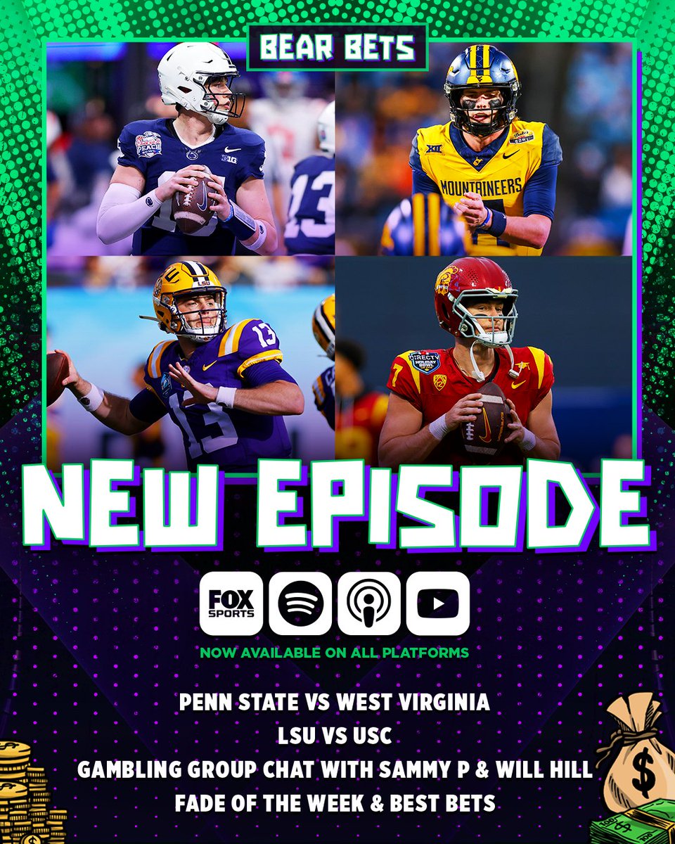 Bear Bets Podcast (@bearbetspod) on Twitter photo IT'S CFB WEEK 1 AND WE'RE GETTING YOU READY TO WIN SOME 💰
🏈 Penn State vs. West Virginia
🏈 LSU vs. USC
🏈 Clemson vs. UGA
🏈 Gambling Group Chat with <a href="/spshoot/">Sammy P</a> & <a href="/NotTheeWillHill/">Will Hill</a>
🏈 <a href="/chrisfallica/">Chris Fallica</a> & <a href="/geoffschwartz/">Geoff Schwartz</a>'s fade of the week and best bets
🎙️: IT'S CFB WEEK 1 AND WE'RE GETTING YOU READY TO WIN SOME 💰
🏈 Penn State vs. West Virginia
🏈 LSU vs. USC
🏈 Clemson vs. UGA
🏈 Gambling Group Chat with <a href="/spshoot/">Sammy P</a> & <a href="/NotTheeWillHill/">Will Hill</a>
🏈 <a href="/chrisfallica/">Chris Fallica</a> & <a href="/geoffschwartz/">Geoff Schwartz</a>'s fade of the week and best bets
🎙️: