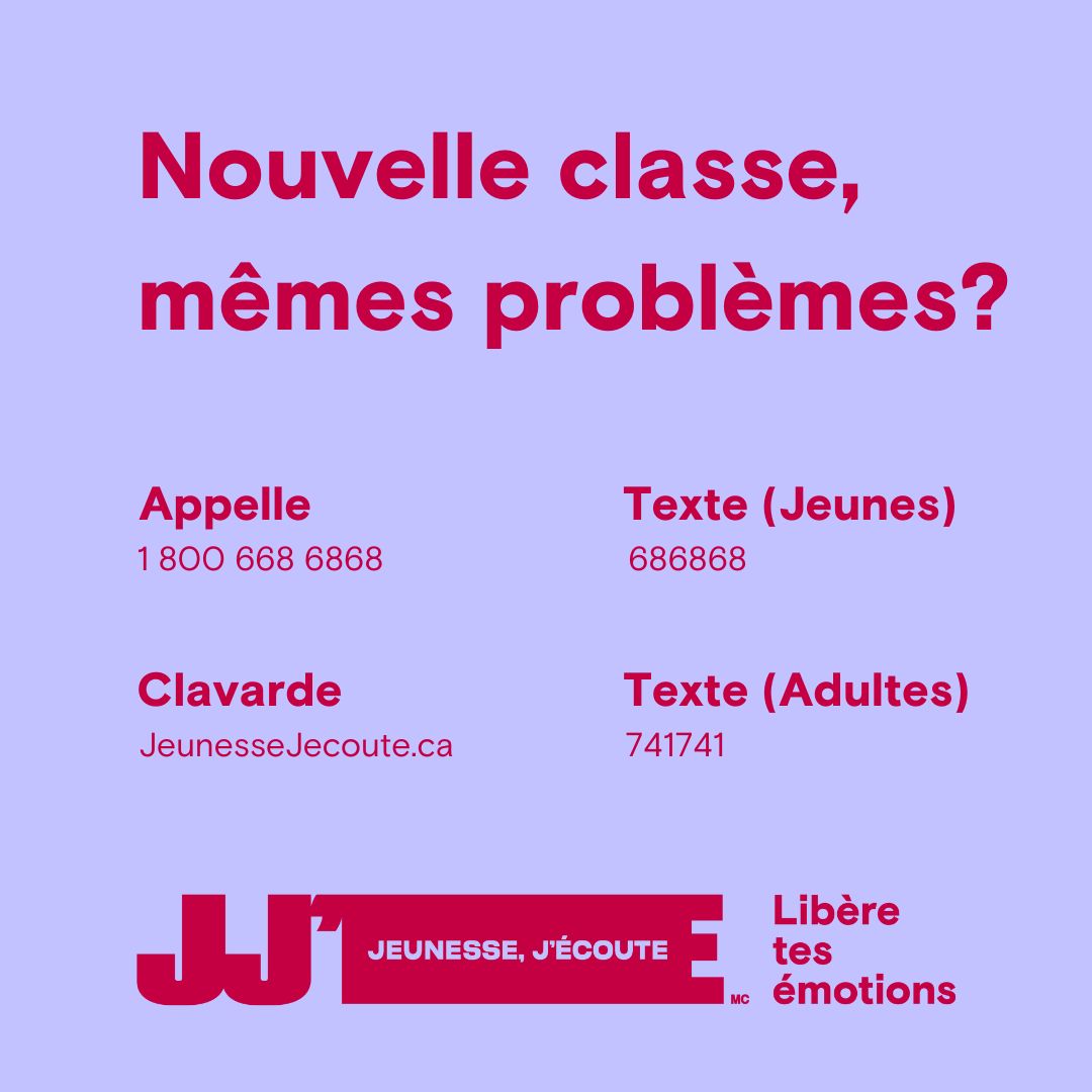 Bell Cause (@bell_cause) on Twitter photo La rentrée peut être une période stressante pour les enfants. Notre partenaire <a href="/jeunessejecoute/">jeunessejecoute</a> propose des ressources pour faire en sorte que cette transition se déroule le mieux possible :
⭐️Guide : tinyurl.com/8ruvmrdh
⭐️Ressources utiles : tinyurl.com/3s4xhpsn La rentrée peut être une période stressante pour les enfants. Notre partenaire <a href="/jeunessejecoute/">jeunessejecoute</a> propose des ressources pour faire en sorte que cette transition se déroule le mieux possible :
⭐️Guide : tinyurl.com/8ruvmrdh
⭐️Ressources utiles : tinyurl.com/3s4xhpsn