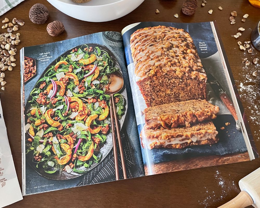 Have you grabbed the latest copy of Southern Living Magazine?  Inside you'll find 6 pages packed w/ mouth-watering Black Walnut recipes, plus a wonderful write up about just how unique this wild nut is!  Pick up a copy on your next shopping run!

#blackwalnuts #southernliving