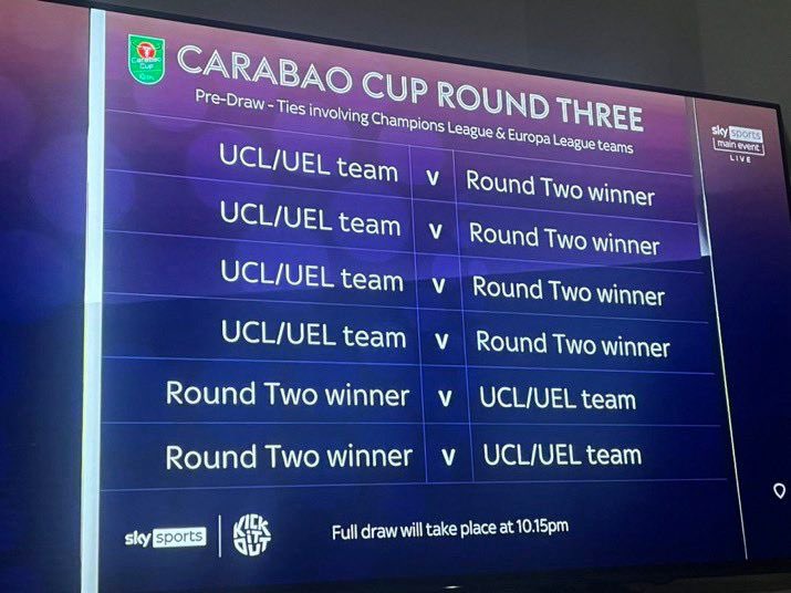Meust98's tweet image. This was news to me. So it’s pre drawn so the top 6 can’t play each other…. not even tryna hide how bent the game is any more #CarabaoCup