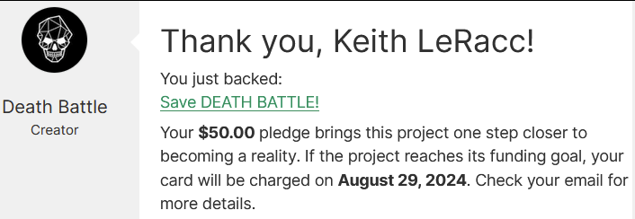 KeithCreecher's tweet photo. Don't mind me, just doing me part. 
#SaveDeathBattle #BacktheBattle
https://t.co/0iBANXUzZF https://t.co/T2xTkwbY5g