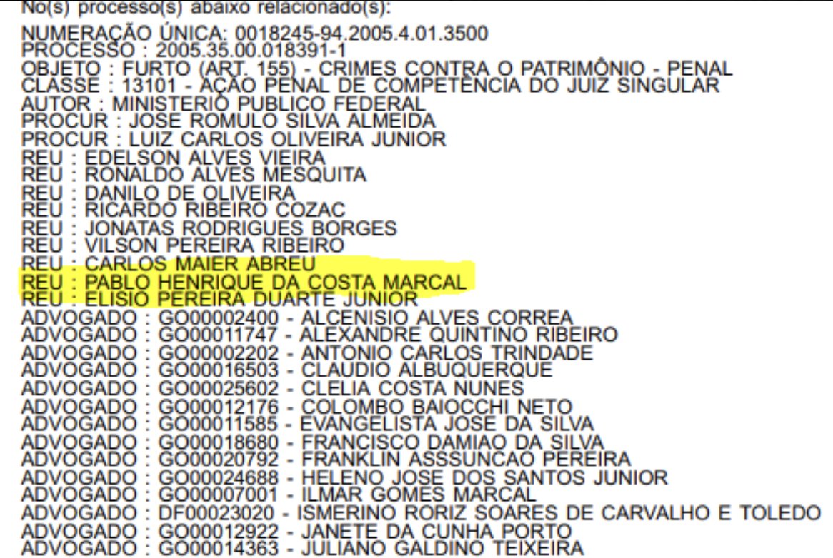 Sabe onde não teve engano nem homônimo? 
Na condenação do Pablo Marçal por participação em uma quadrilha que roubava idosos.