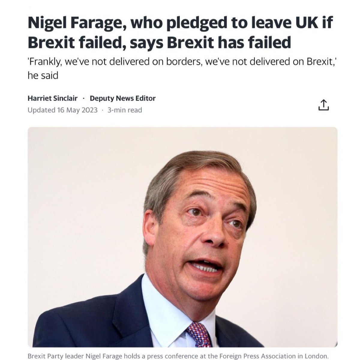 WistfulCass's tweet image. No need for #ITVNews to show clip of vile, lying, contrarian Nigel Farage talking about 'Starmer planning to reverse #Brexit' 

#Inexcusable &amp;amp; #Unnecessary 

#Newsnight #SkyPapers