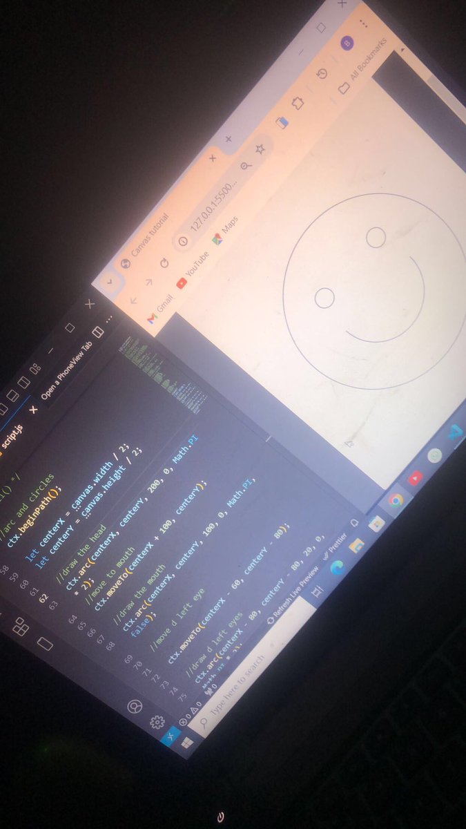 Mulla_bryte's tweet image. Being learning how to draw objects and create animations using  JavaScript and HTML Canvas! Ps: drew that smiley face with JavaScript 😮💨🚀 #JavaScript #HTMLCanvas #coding #Frontend