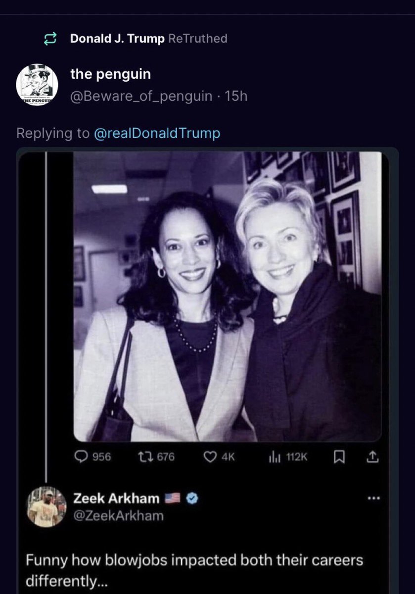 LarryTenney's tweet image. What a day:

• Trump posting a photo of Kamala Harris with Hillary Clinton and a caption about blow jobs

• Vance telling Kamala Harris "she can go to hell" 

Things must be a lot worse than we think inside the #TrumpVance campaign

Constant disrespect for women