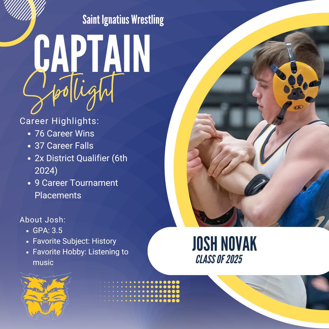 SIHSwrestling's tweet photo. Captain Spotlight. Senior Josh “Pickle” Novak. #GoCats @SIHSSports https://t.co/Tg8XNE02RC