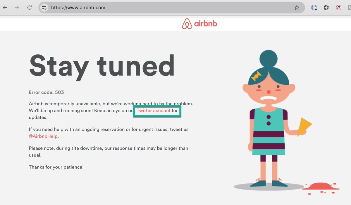 ImTheCc's tweet photo. @AirbnbHelp Why is there no tweet alerting folks that your site is down? https://t.co/qj3MihvZB5