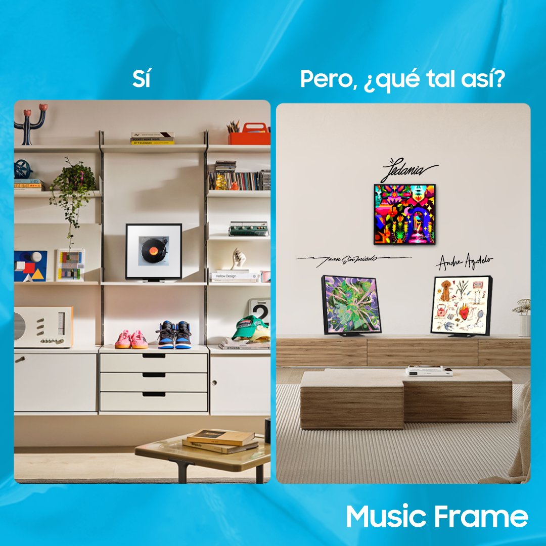 SamsungMobCOL's tweet photo. Sabemos que te gusta Music Frame, pero te encantará aún más con las fotos personalizadas de #Ledania, #AndreaAgudelo y #Juansinmiedo. 👀 🎨 Míralo aquí: https://t.co/ibBUoa0Te9 https://t.co/mTzQAfD2DK
