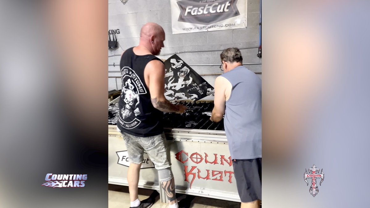 CountsKustoms's tweet image. @TheHornyMike is back to making metal merch for the gift shop at Count’s Kustoms museum! He is using the Fast Cut CNC, Apex EZ Sander, and Lift King Products to make it happen! Get yours exclusively at our shop in Las Vegas! @CountsKustoms_S #countskustoms #fastcut #lavegas