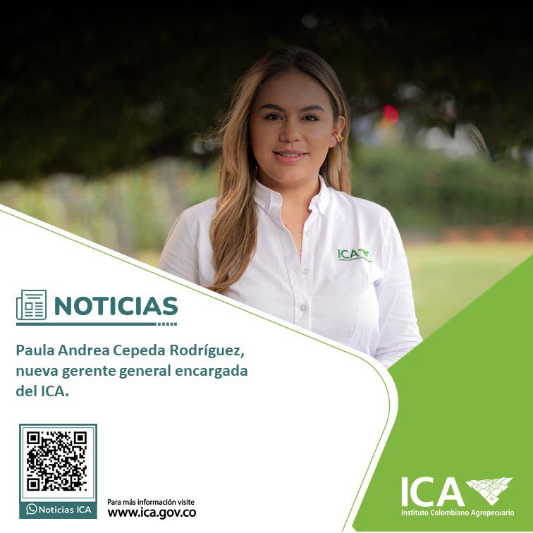 ICACOLOMBIA's tweet photo. 📰 #Noticias ICA | Paula Andrea Cepeda Rodríguez, nueva gerente general encargada del #ICA

Lee la noticia completa aquí 👇
 
▶️https://t.co/TgqtJSdc5h https://t.co/6NSbb2D6XO