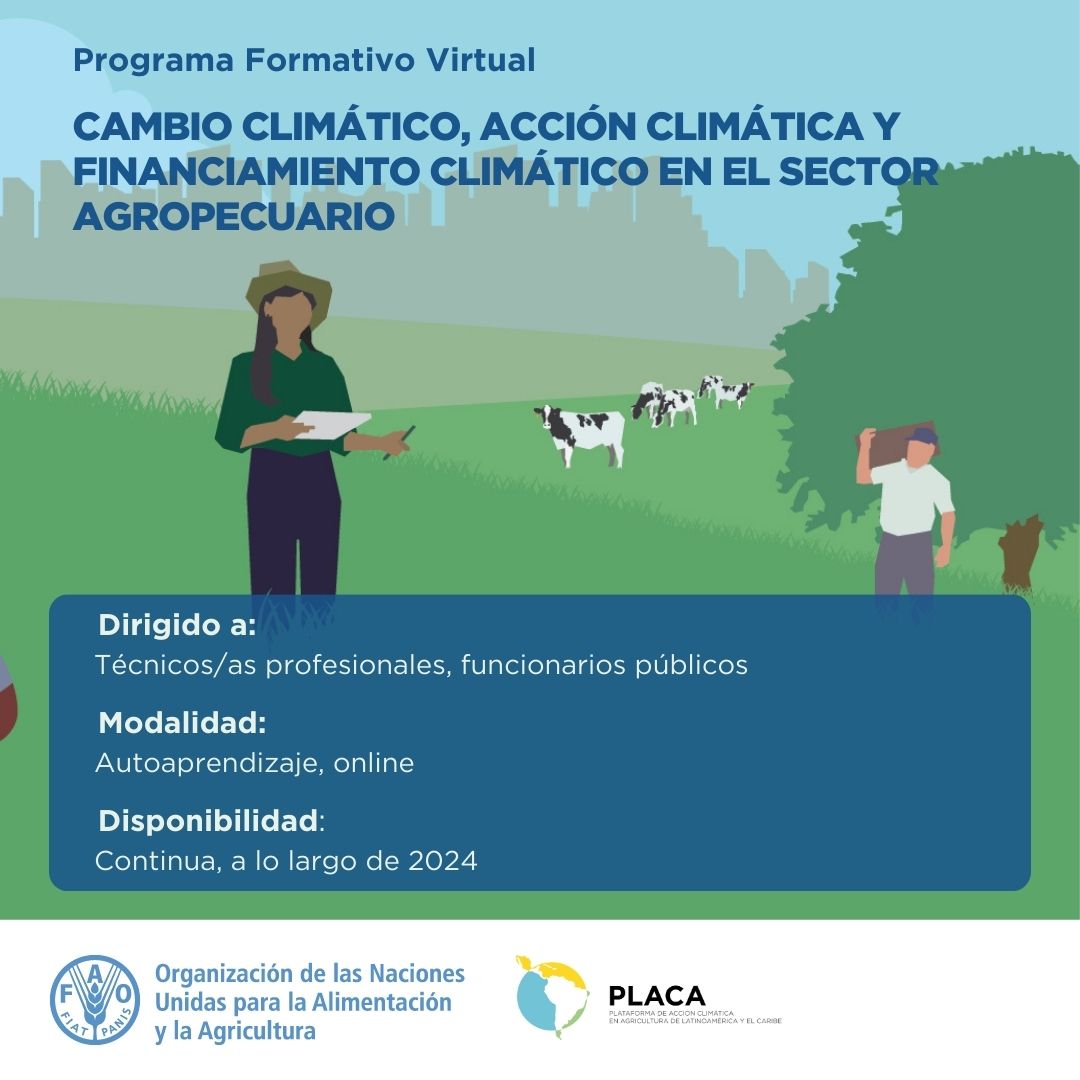 FAOAmericas's tweet photo. 🚜 ¿Te gustaría aprender sobre #CambioClimático, #AcciónClimática y financiamiento climático en el sector agropecuario?

¡Entonces este curso de la Plataforma de Acción Climática #PLACA2024 es para ti!

Inscríbete aquí ➡️ https://t.co/056b8PH5Oa https://t.co/Frv1cNgsA6