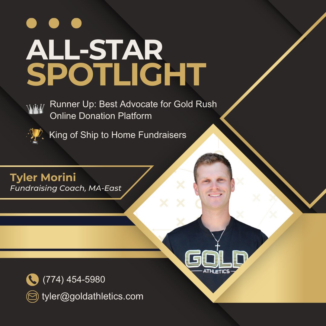 Meet our “King” of Ship-to-Home fundraisers &amp; runner up for Best Gold Rush Advocate, Tyler Morini! The fundraising world is a better place with <a href="/TylerMoriniGold/">Tyler Morini</a> supporting youth and high school teams!  👑 #GATeam