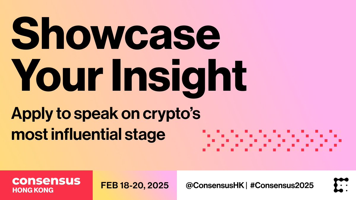 ✨ Got a groundbreaking idea in crypto? We’re looking for speakers for #ConsensusHK 2025. 

Apply now to make an impact on the industry’s biggest stage. 

Submit your application by Oct 31! 🚀 consensus-hongkong2025.coindesk.com/speaker-submis…