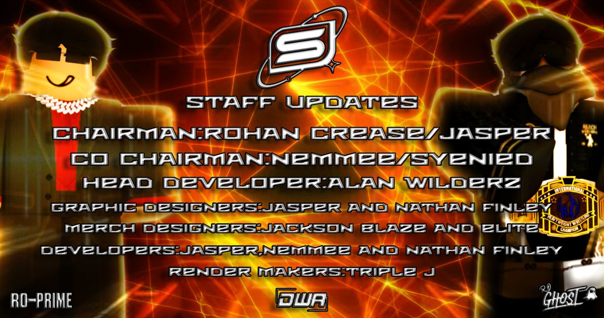 STARGAZER_RBLX's tweet photo. For those confused, here is the current STARGAZER Wrestling new and improved staff team. https://t.co/U5EDvxytAP