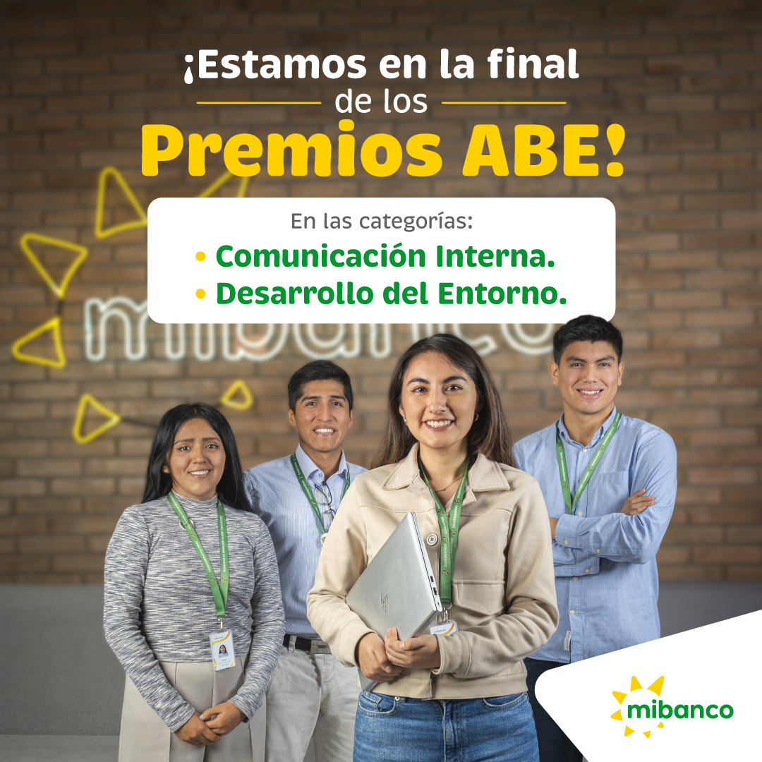 ¡Emocionados de ser finalistas en dos categorías de los #PremiosABE2024 de <a href="/amchamperu/">AmCham Perú</a>! En <a href="/MibancoPE/">Mibanco</a> destacamos en Desarrollo del Entorno y Comunicación Interna. Gracias a nuestro equipo por su esfuerzo y dedicación. ¡Seguimos adelante!#FinalistasABE2024