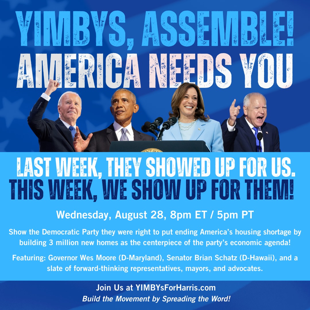 #YIMBY Rally for #HarrisWalz2024 TONIGHT

 8pm ET/5pm PT

Register @ yimbysforharris.com

Donate @ secure.actblue.com/donate/yimbysf…