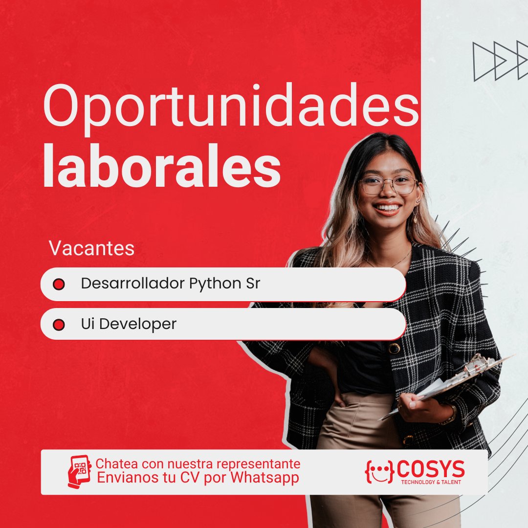 Cosys_IT's tweet photo. 🚀¿Querés impulsar tu carrera en el mundo IT?

En Cosys conectamos a los mejores talentos con empresas IT👨‍💻👩‍💻 ¡Tenemos el trabajo ideal para vos!😎 https://t.co/2iwZW45thh