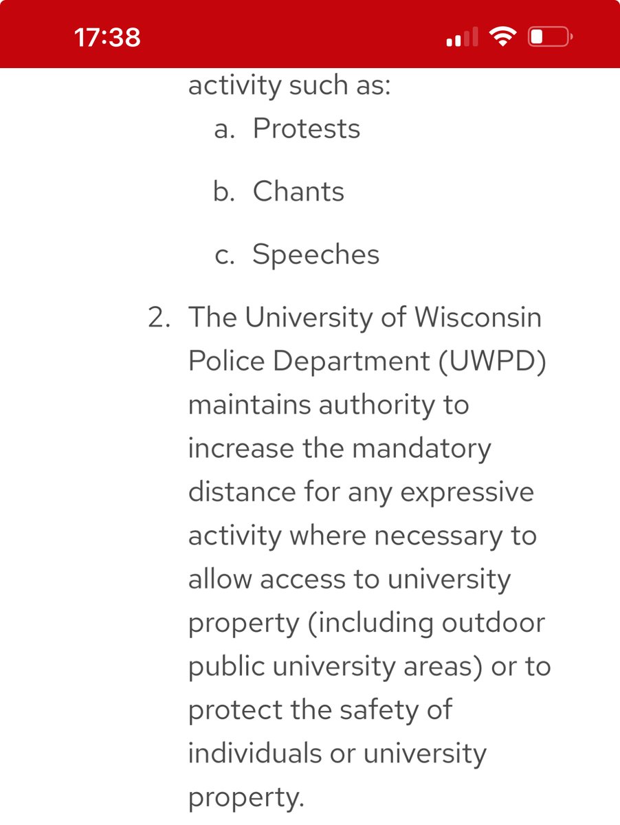 Curious aspect of the changes: no protests allowed within 25 feet of building entrances, but UWPD “maintains authority” to increase that distance if they deem it necessary.

There is no requirement that they notify protesters the distance has changed.