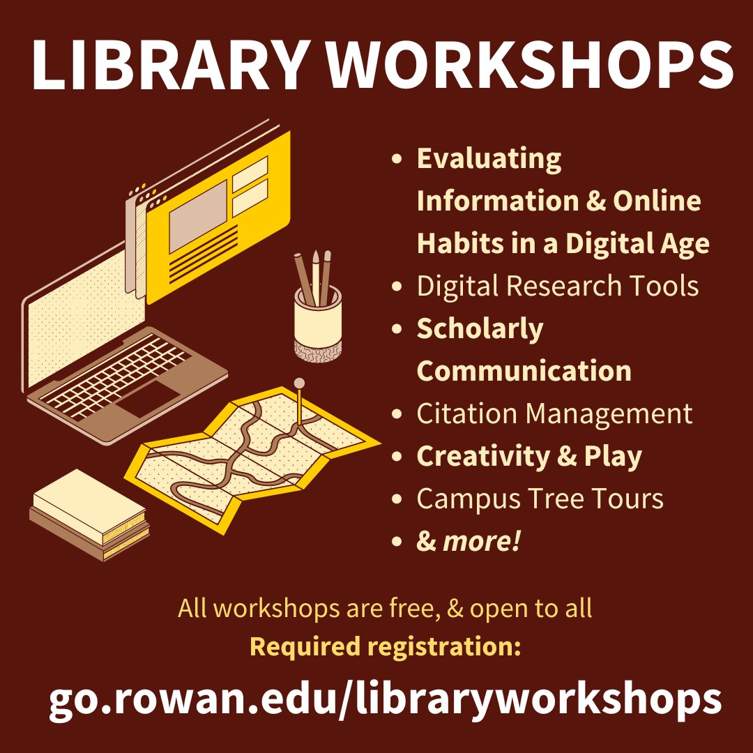 Explore Fall 2024 Library Workshops: go.rowan.edu/libraryworksho…