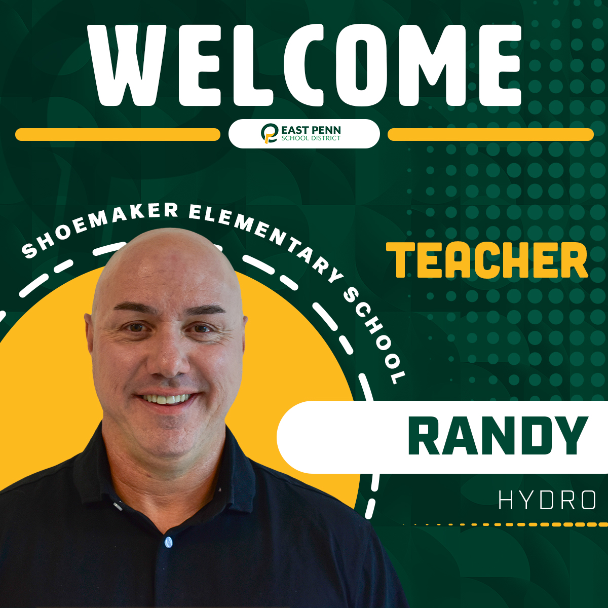 EPSD (@eastpennsd) on Twitter photo East Penn welcomes new teacher, Randy Hydro! Enjoy your first year at <a href="/EPSDShoemaker/">Shoemaker Elementary</a>. We know you will make us #EastPennPROUD! East Penn welcomes new teacher, Randy Hydro! Enjoy your first year at <a href="/EPSDShoemaker/">Shoemaker Elementary</a>. We know you will make us #EastPennPROUD!