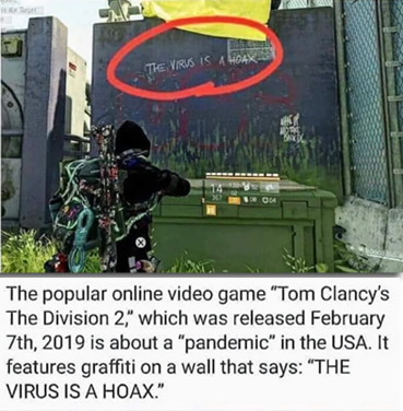 MIB01010's tweet photo. Tom Clancy’s The Division 2 portrays a post-pandemic world set in Washington, D.C. The game was released in 2019, mere months before the real-world pandemic began. https://t.co/X1PXOzviuh