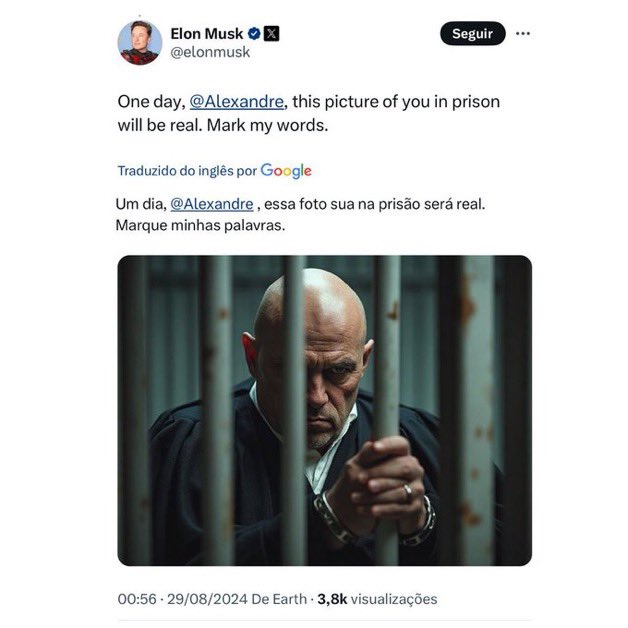 erlan_bastos's tweet photo. Elon Musk respondeu Alexandre de Moraes, é meu povo. Vamos ficar sem Twitter. https://t.co/WovATeOCRk