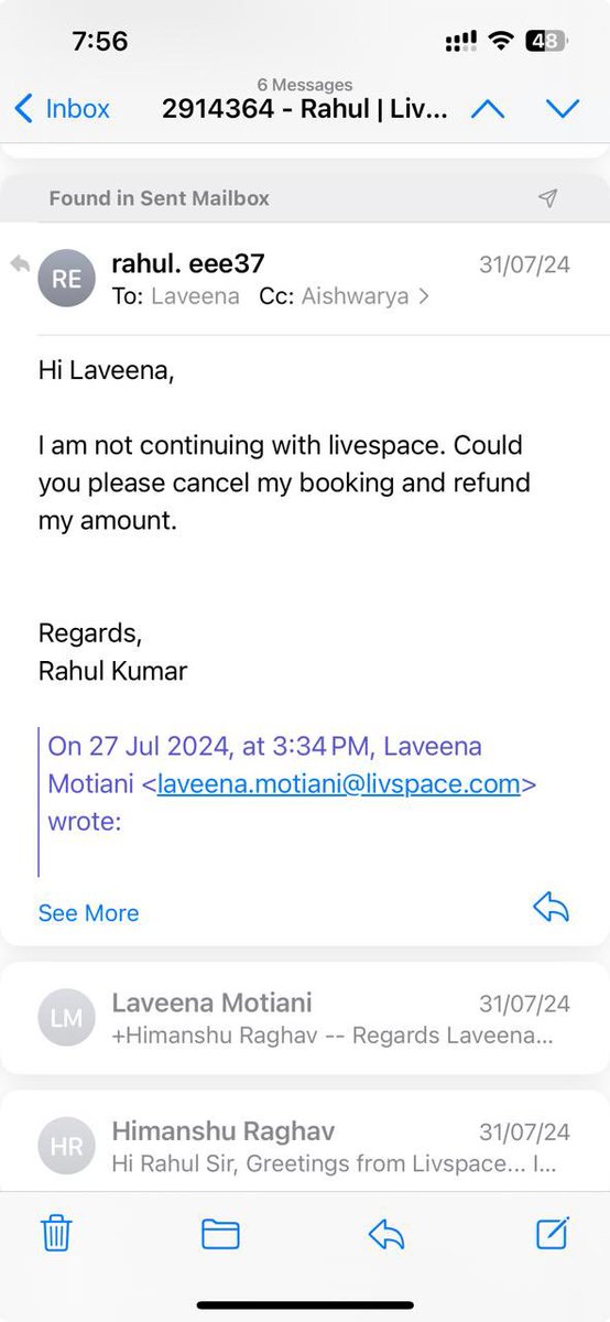 rahulkojane's tweet photo. @livspace : I have not received my refund it almost a month now. No one is responding from your team. Can you please help me with refund. https://t.co/pV0yvzILvn