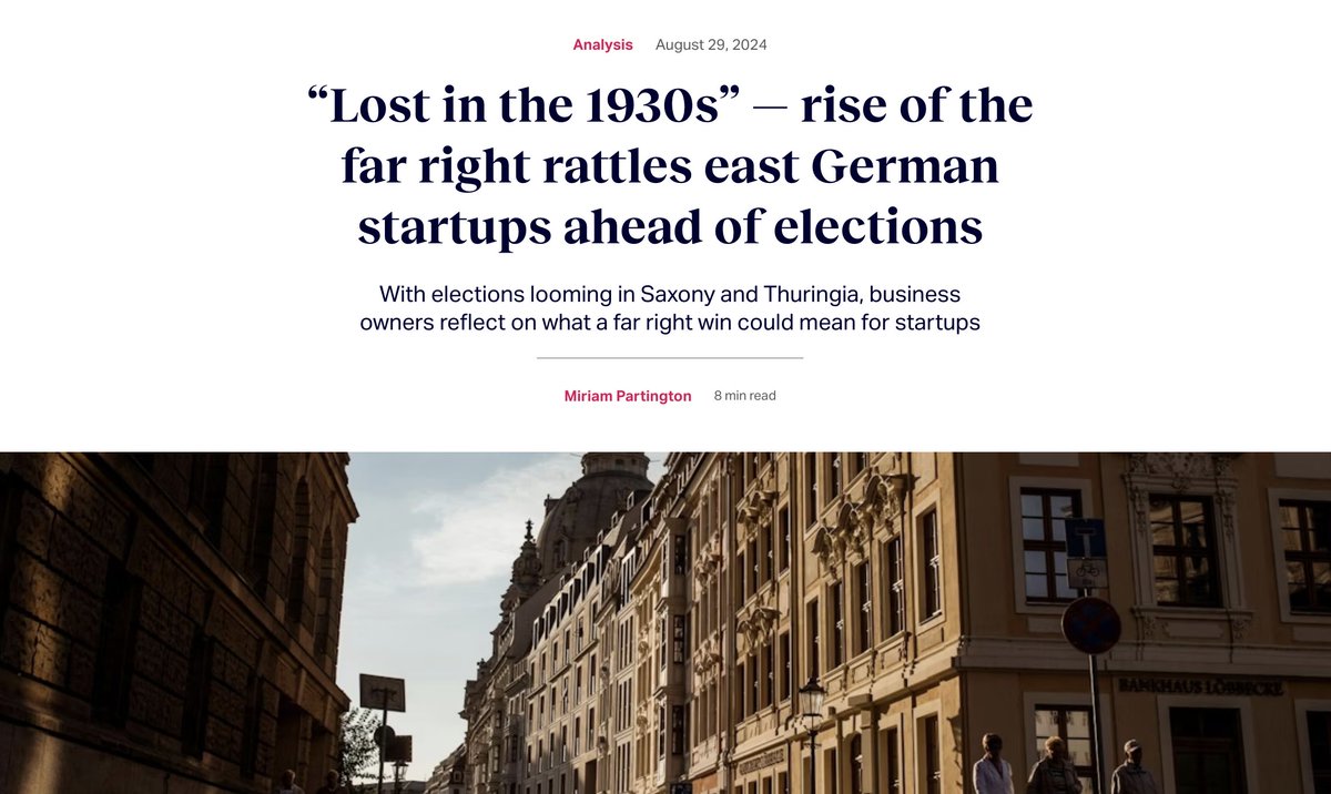 With elections looming in Saxony and Thuringia in Germany, business owners reflect on what a far-right win could mean for startups. 

Report by <a href="/Siftedeu/">Sifted</a>'s <a href="/mparts_/">Miriam Partington</a> 
sifted.eu/articles/germa…