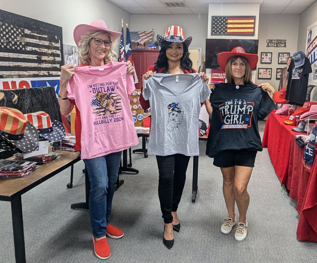 sprkytexas's tweet photo. Trump Merch at the Rockwall County GOP Headquarters! Thank you Texas House District Rep-nominee Katrina Pierson! #KatrinaPierson #Trump2024 #Trump https://t.co/1dBZv4GTmT
