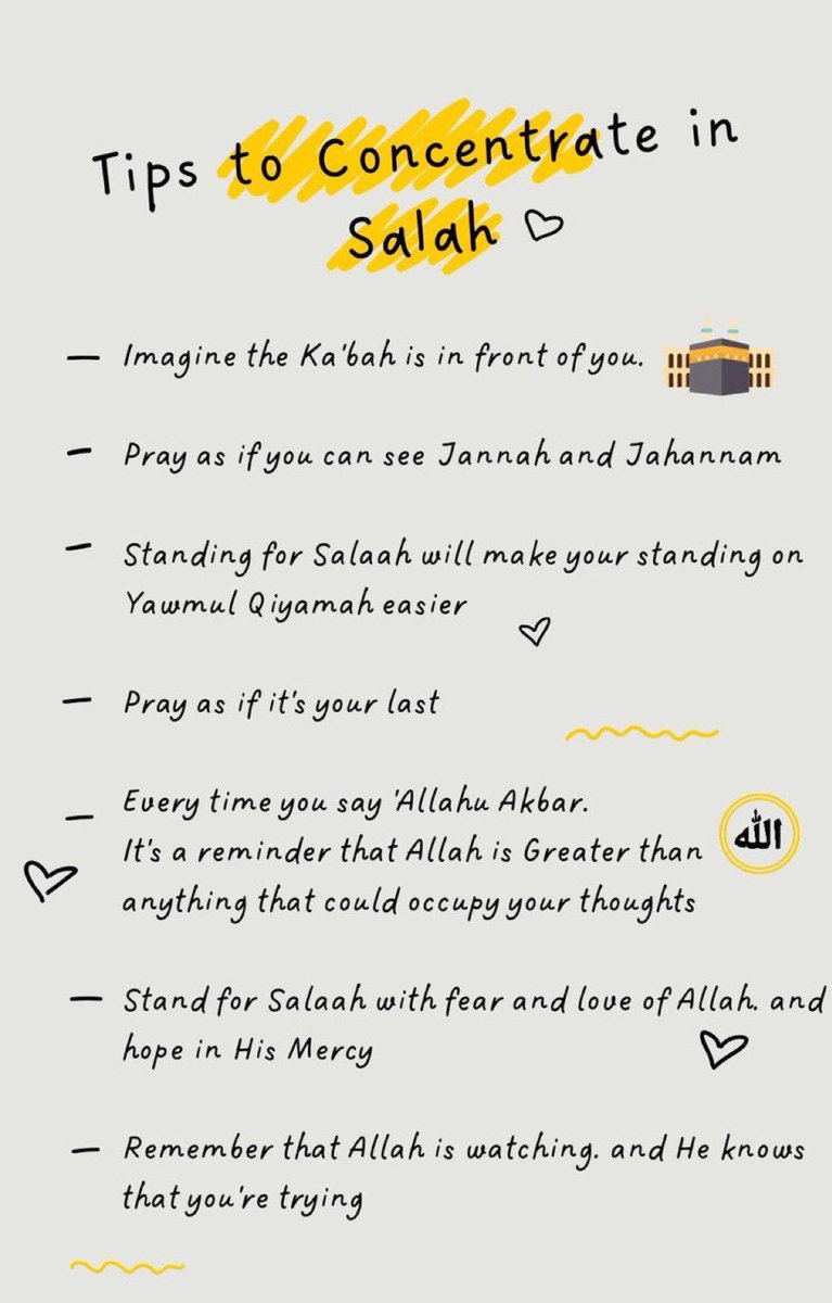 Tips to concentrate in Salah💛