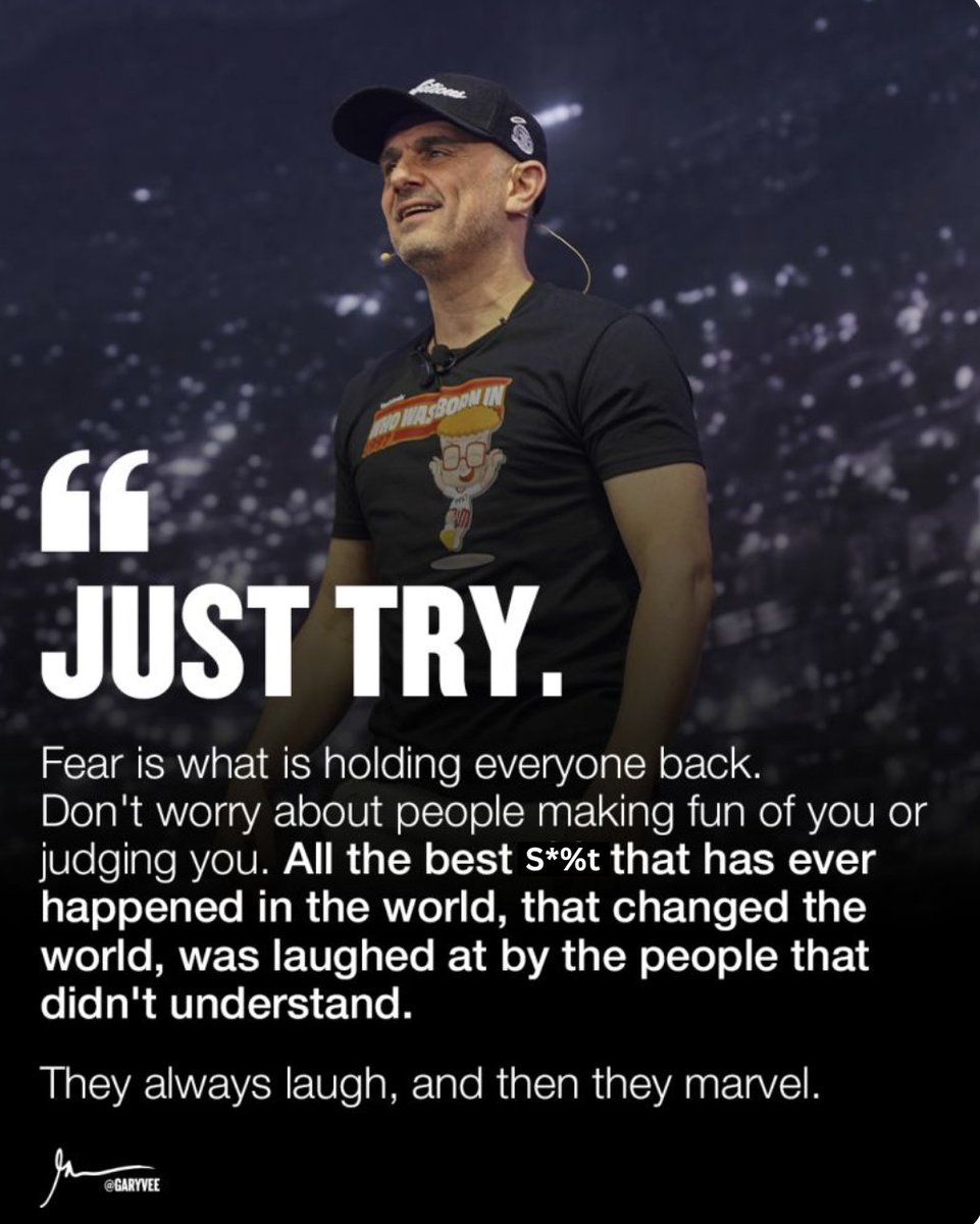 SalFarinaAZ's tweet image. Just Try! They always laugh, and then they marvel. – Gary Vee.
The best stuff that changed the world was laughed at by the people who didn't understand. Go for it and don't let others stop you. 💪 🤘 👏   #justtry #dontletothersstopyou #doyou
