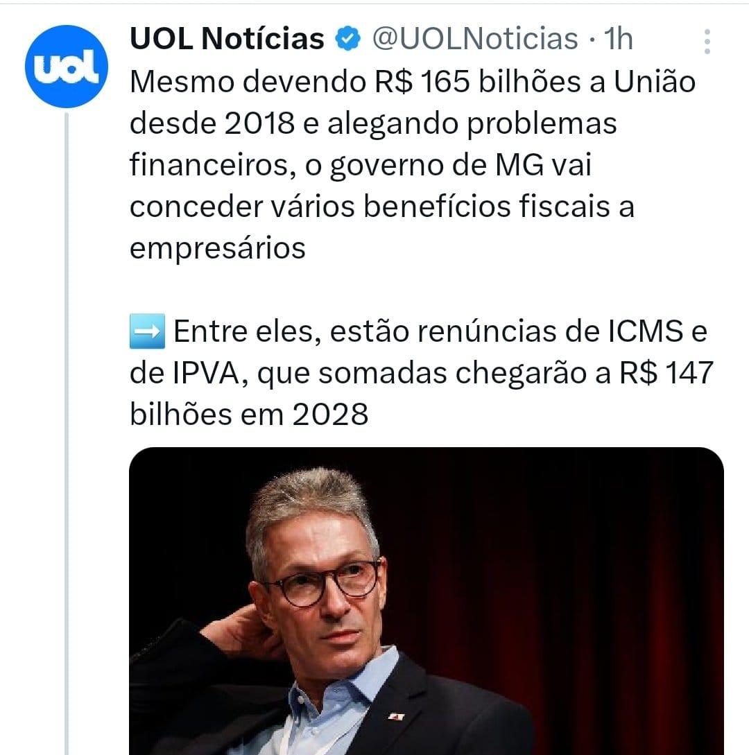 "Tem dias que a gente se sente, como quem partiu ou morreu"
Hoje, Romeu Zema colocou Minas Gerais no criminoso RRF, com Supremo, com tudo.
Derrota para o Servidor Público e para o povo mineiro.