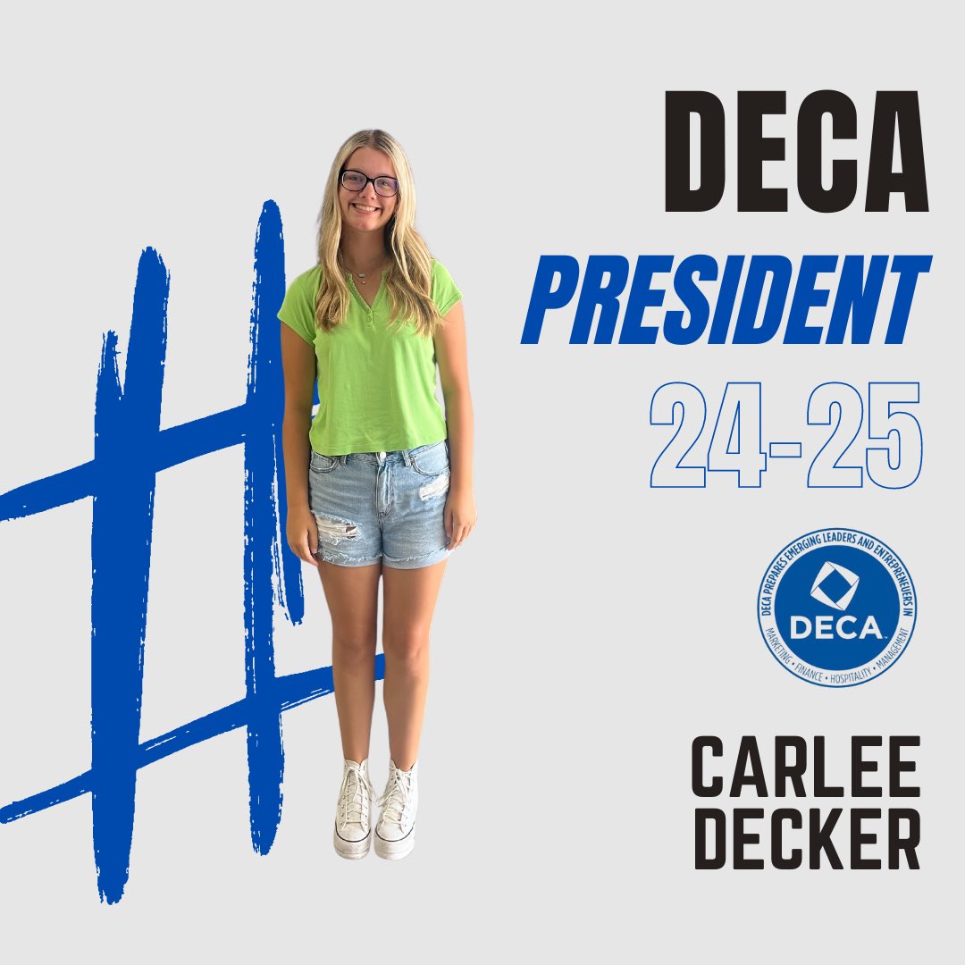 FairmontMktg's tweet photo. Meet our 2024-25 Marketing/DECA President
🔷Carlee Decker🔷
#BeTheOne #FairmontDECA #LeadTeam https://t.co/WhTEje25jW