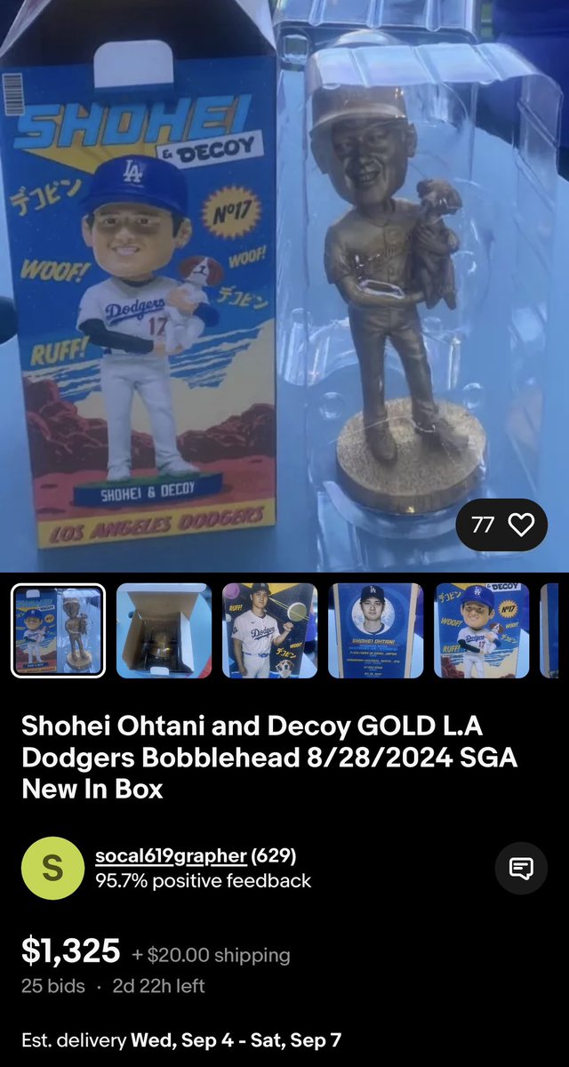 therealjonortiz's tweet photo. This live eBay auction is already at $1,325. There are nearly 3 days left to bid. Wow. https://t.co/s0iZpciaZl