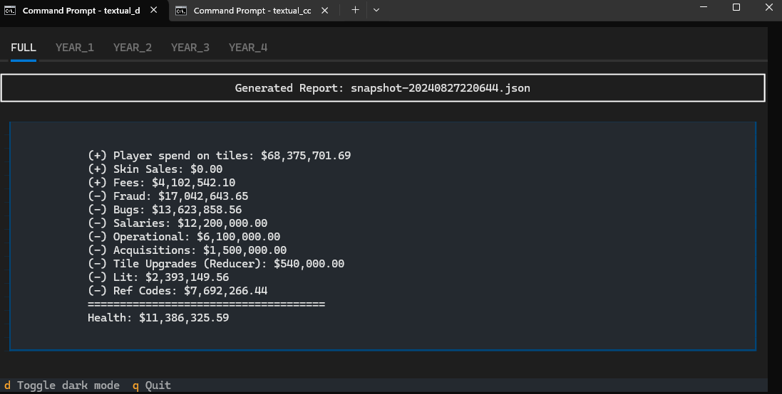 10pow6's tweet photo. Released our updated rudimentary financial forecast/health tool for E2.  This is a first release and things will change. We are still doing some basic analysis on skins.  Will update sample config with estimated baselines afterwards.

https://t.co/sc8EzSx54G

Enjoy. https://t.co/qkDAsNLRuR