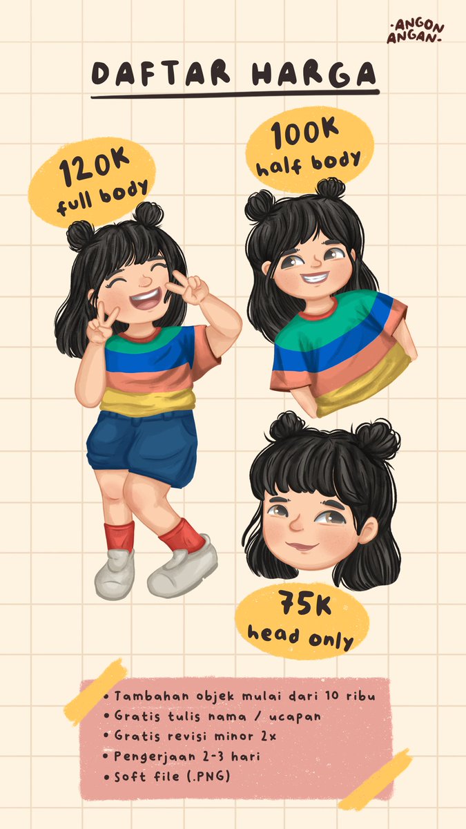 nahlohstudio's tweet photo. Haloow! Aku baru upgrade art style gambarku nih..

Jadi Aku mulai nerima slot commission lagi pake art style terbaru 😍

Yuk komen/DM aja kalo kamu tertarik bikin kartun lucuuk 😉🌟 https://t.co/a5EK1Kc4Df