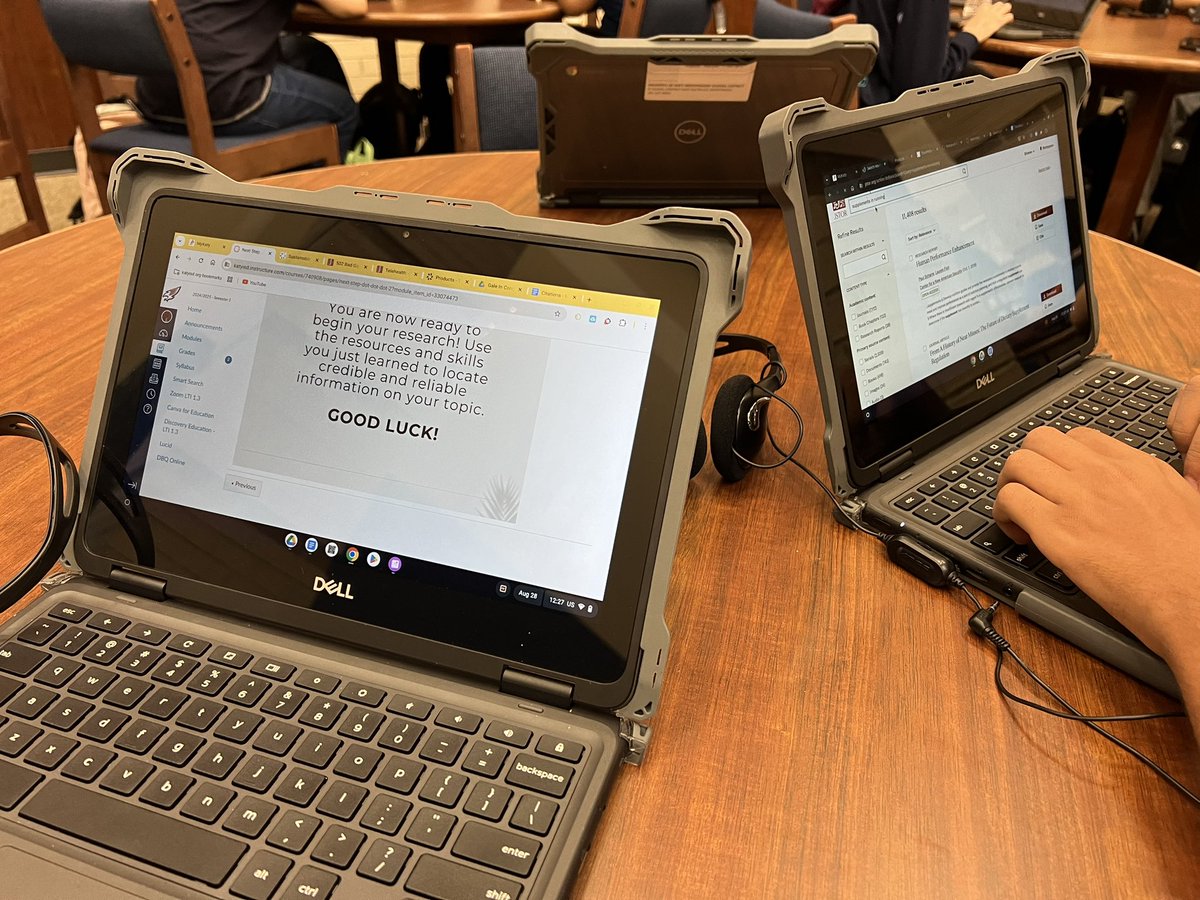 Library lesson today with AP Research students! Students explored the tools and features of the Gale and JSTOR databases. Great way to kickstart research!