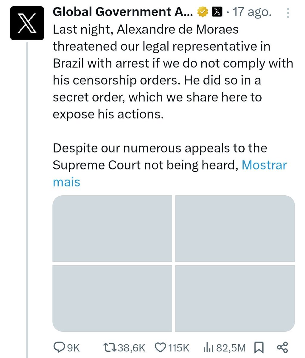Facciolla's tweet photo. RT @PedroRonchi2: STF respondeu o perfil do Twitter com um Mandato de Intimação. Histórico. https://t.co/lxfYTJ2AnI