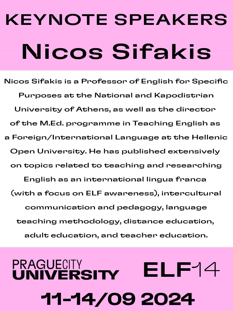 ELF 14 (@elf14conference) on Twitter photo Let us introduce another #ELF and #TEFL expert of our #KeynoteSpeaker team ➡️ <a href="/NicosSifakis/">Nicos Sifakis</a>!
#ELF14 is starting in 1⃣3⃣ days! Have you registered yet?
🎟️ Choose a regular entry, grab an online ticket, or join us for Teachers' Friday! 🧑🏫
🔗 events.amca.cz/elf14 Let us introduce another #ELF and #TEFL expert of our #KeynoteSpeaker team ➡️ <a href="/NicosSifakis/">Nicos Sifakis</a>!
#ELF14 is starting in 1⃣3⃣ days! Have you registered yet?
🎟️ Choose a regular entry, grab an online ticket, or join us for Teachers' Friday! 🧑🏫
🔗 events.amca.cz/elf14