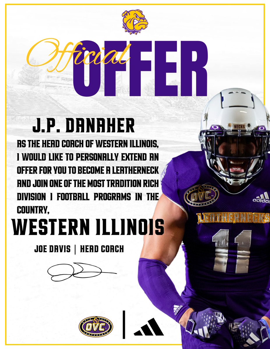 After a great conversation with <a href="/AshtonDerico/">Coach Ashton Derico</a> I’m blessed to receive my second D1 offer from Western Illinois‼️

<a href="/StRitaFootball/">St. Rita Football</a> <a href="/CoachMHopkins/">Martin Hopkins</a> <a href="/LemmingReport/">Tom Lemming</a> <a href="/EDGYTIM/">Timothy “EDGYTIM” OHalloran</a> <a href="/247Sports/">247Sports</a> <a href="/PrepRedzoneIL/">Prep Redzone Illinois</a> <a href="/AllenTrieu/">Allen Trieu</a> <a href="/DeepDishFB/">DEEP DISH FOOTBALL</a>