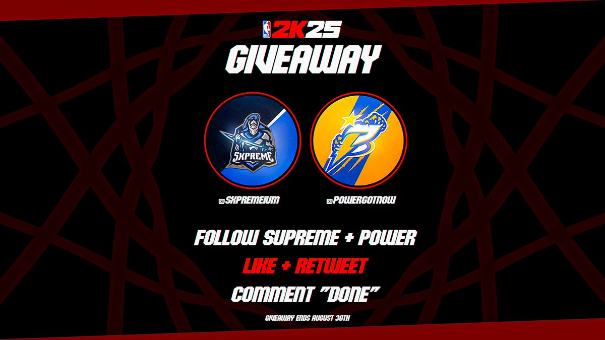 🎮 NBA 2K25 Giveaway 🎮 ($75 to you) 

HOW TO ENTER:  

1. Follow <a href="/PowerGotNow/">Power DF</a> and <a href="/Sxpremium/">Sxpreme DF🦦</a>
2. Like and Retweet this TWEET 
3. Comment “Done” after doing all the steps  

Winner will be chosen on August 30th (in 2 days) 🏆

Good luck! 🍀