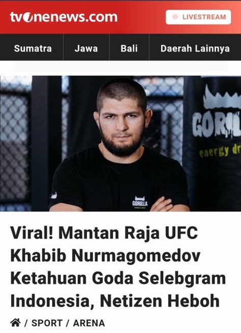 unmagnetism's tweet photo. sampe jadi berita dong
lagian khabib bisa dapat spek rusia, ngapain godain slebgram indo yg jualan foto telanjang ckckck https://t.co/7aKMflgEnl