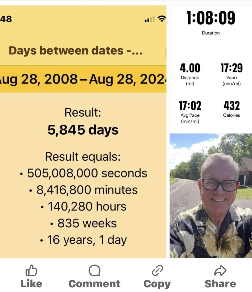 On January 28, 2006, I almost died of a ruptured appendix. On June 16, 2008, I had major surgey to deal with complications from that appendix surgery. On August 28, 2008, I got back to the Los Angeles Athletic Club to exercise for the first time in over two and a half years. On