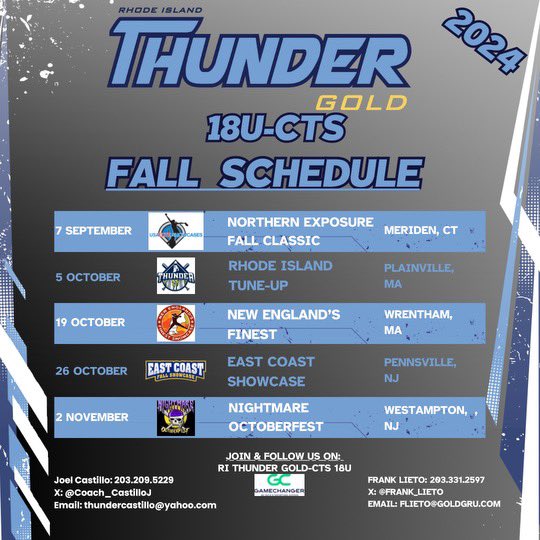 Fall schedule!! So excited to get back out there with this talented group of girls🙌🙌
<a href="/Coach_CastilloJ/">Coach Castillo</a> 
<a href="/Frank_Lieto/">Frank Lieto</a>