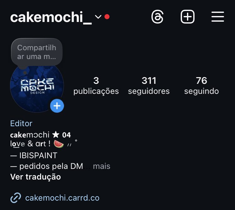 Oi oi amigos. Bolinhos. 

Meante a esse cenário de incerteza sobre a suspensão do Twitter, quem possui pedidos comigo, deseja me acompanhar, me sigam pelo Instagram 

instagram.com/cakemochi_?igs…